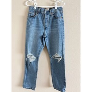 Levis 501 Original Distressed Straight Leg Jeans Light Wash 12501-0569 W29 L30